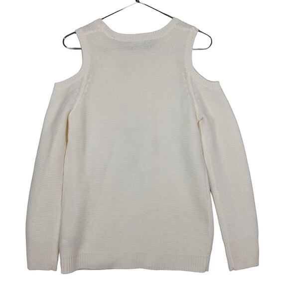 Mossimo Knit Sweater Top Size Small Off White Cold Shoulders Long Sleeve - Picture 9 of 9